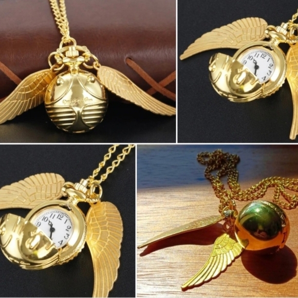 New Beautiful Harry Potter Golden quidditch snitch pocket watch - Picture 8 of 8
